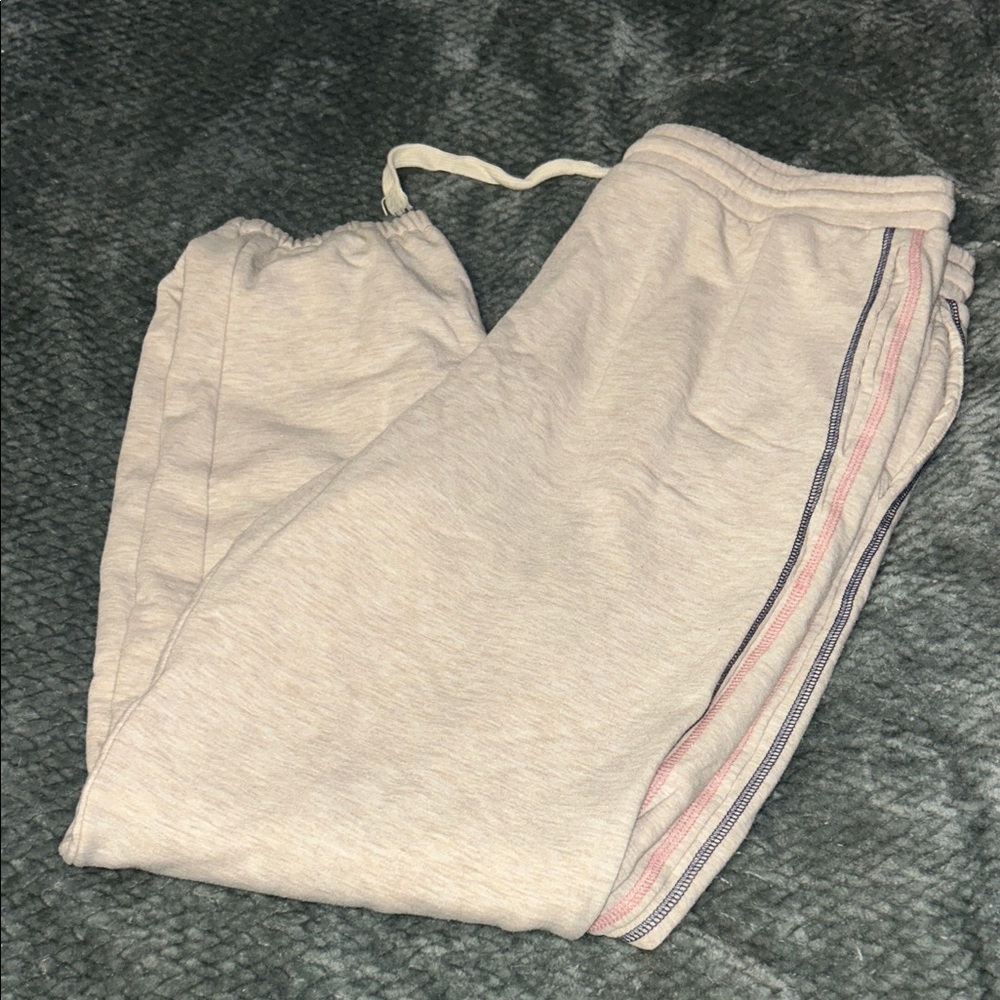Gray Sweatpants with Striped Detail